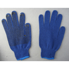 7g Blue String Knit PVC Single Dotted Glove (2441)